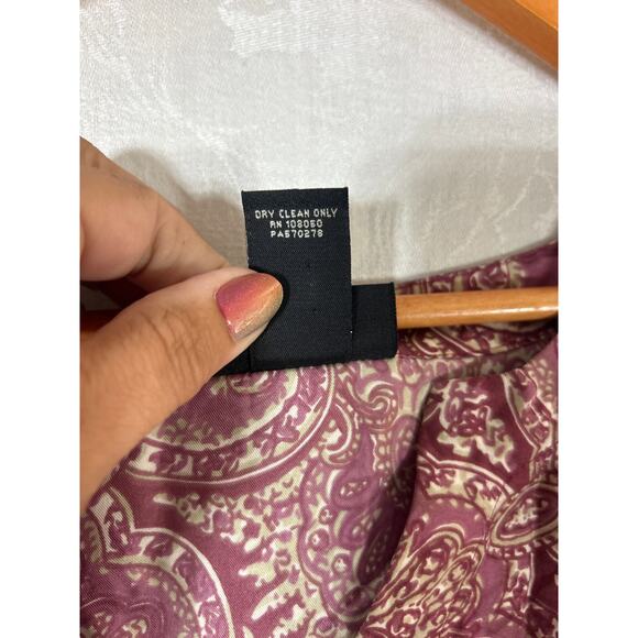 Lane Bryant Blouse 26 28 Mauve Print 100% Silk V Neck Asymmetric Sleeves - Picture 7 of 9